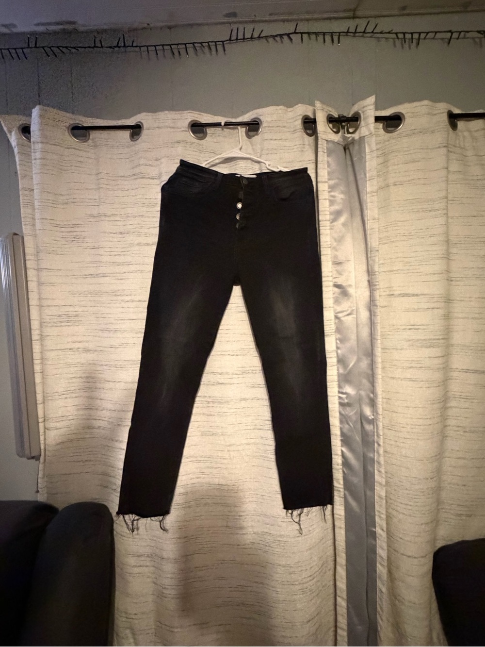 Flying Monkey Black High-Rise Raw Hem Cropped Jeans